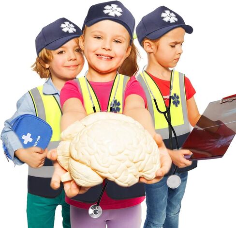 Kyson Kids EMT COSTUME SET PARAMEDIC COSTUME KIT 4 PCS بما في ذلك القبعة ، سترة ، سماعة الطبيب ، حقيبة الإسعافات الأولية ليوم الهالوين الوظيفي in Kuwait