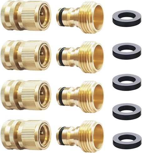 HQMPC Garden Hose Quick Connect Solid Brass Quick Connector Garden Hose Fitting Water Hose Connectors Garden Hose Disconnect 3/4 inch GHT (2Sets) (2Female+2Male) in Kuwait