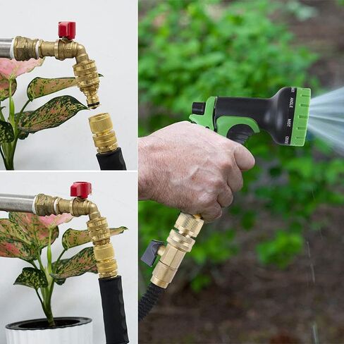 HQMPC Garden Hose Quick Connect Solid Brass Quick Connector Garden Hose Fitting Water Hose Connectors Garden Hose Disconnect 3/4 inch GHT (2Sets) (2Female+2Male) in Kuwait