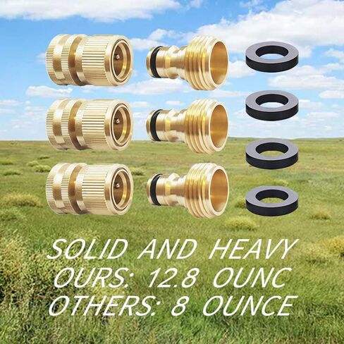 HQMPC Garden Hose Quick Connect Solid Brass Quick Connector Garden Hose Fitting Water Hose Connectors Garden Hose Disconnect 3/4 inch GHT (2Sets) (2Female+2Male) in Kuwait