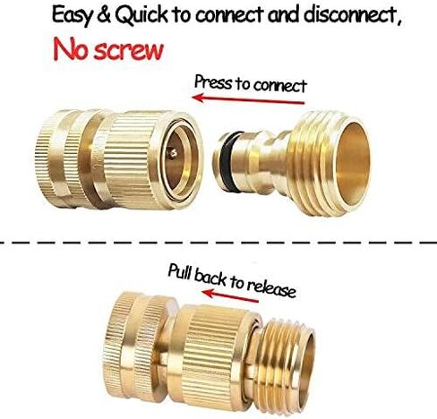 HQMPC Garden Hose Quick Connect Solid Brass Quick Connector Garden Hose Fitting Water Hose Connectors Garden Hose Disconnect 3/4 inch GHT (2Sets) (2Female+2Male) in Kuwait