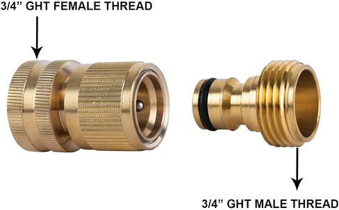 HQMPC Garden Hose Quick Connect Solid Brass Quick Connector Garden Hose Fitting Water Hose Connectors Garden Hose Disconnect 3/4 inch GHT (2Sets) (2Female+2Male) in Kuwait
