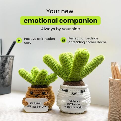 Altrego المصنوعة يدويًا الكروشيه الدعم العاطفي CACTUS CREW AMIGURUMI DOLLS زوج ، ديكور المنزل ، Stocking Stuffer in Saudi Arabia