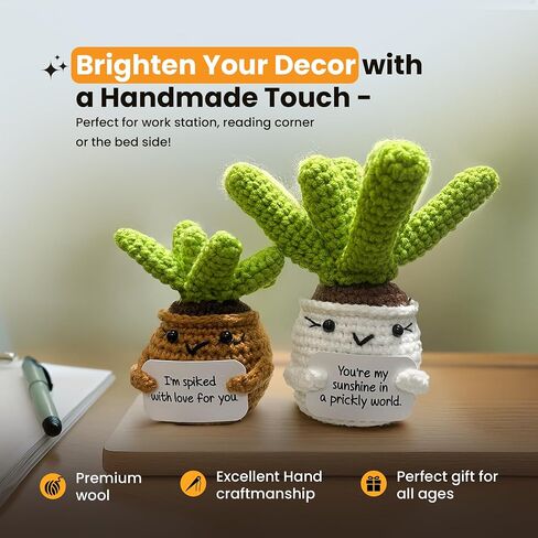 Altrego المصنوعة يدويًا الكروشيه الدعم العاطفي CACTUS CREW AMIGURUMI DOLLS زوج ، ديكور المنزل ، Stocking Stuffer in Saudi Arabia