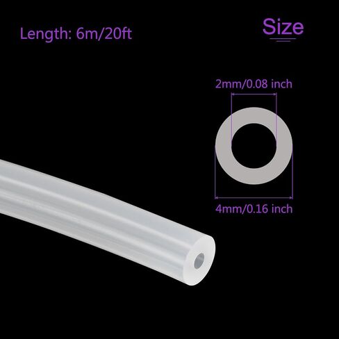 DMiotech Silicone Tubing Clear Plastic Tube, 4mm ID x 6mm(1/4") OD 20ft(6m) Silicone Tube Flexible Hose in Saudi Arabia