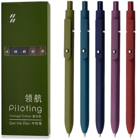 Smooth Writing Pens Retractable Quick Dry Gel Ink Pens Fine Point 0.5mm Black Ink Gel Pens for Office School 5pcs Vintage Pens in Saudi Arabia