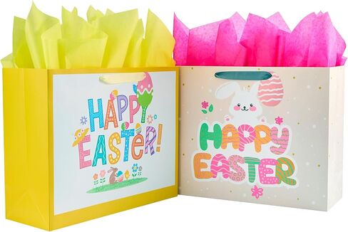 Bobobag 16" Large Easter Gift Bag with Tissue Paper and Handles for kids, Easter Egg Hunts in Saudi Arabia