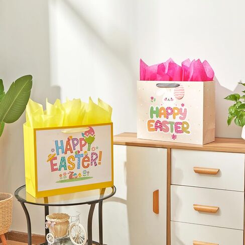 Bobobag 16" Large Easter Gift Bag with Tissue Paper and Handles for kids, Easter Egg Hunts in Saudi Arabia