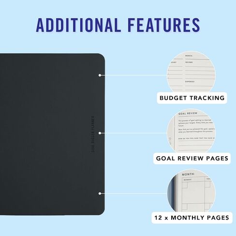 Mi Goals Undated 12 Month Goal Digger Weekly Planner - Reinforce Positive Habits, Practice Gratitude and Encourage Mindfulness - 280 Page Undated Planner and Journal, Black B5 (‎6.9 x 9.8 Inches) in Saudi Arabia