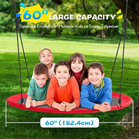 أرجوحة شجرة الصحن للبالغين والأطفال ، تقلبات مستديرة كبيرة بحجم 60 بوصة لأرجواني في الهواء الطلق والداخلية ، ودائرة الأرجوحة الثقيلة مع 700 رطل ، وتناوب 360 درجة ، و 900 د أوكسفورد ، 2 مساءً أشرطة معلقة-صفراء in Kuwait