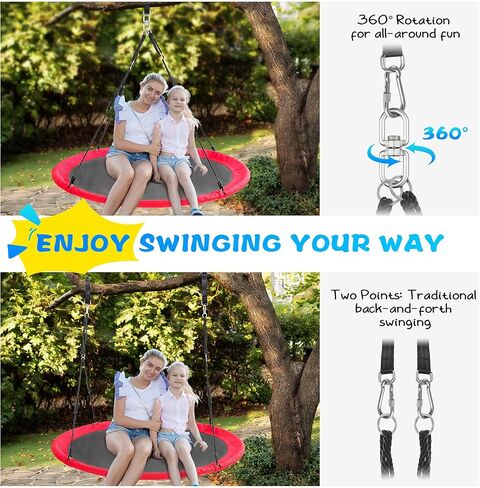 أرجوحة شجرة الصحن للبالغين والأطفال ، تقلبات مستديرة كبيرة بحجم 60 بوصة لأرجواني في الهواء الطلق والداخلية ، ودائرة الأرجوحة الثقيلة مع 700 رطل ، وتناوب 360 درجة ، و 900 د أوكسفورد ، 2 مساءً أشرطة معلقة-صفراء in Kuwait