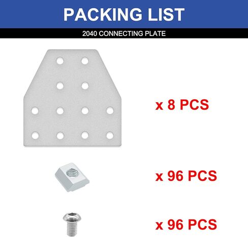 8pcs 2040 Corner Bracket T Shaped 12-Hole, 2040 Connector, 2040 Accessories for 2040 Extrusion Hardware Black in Saudi Arabia