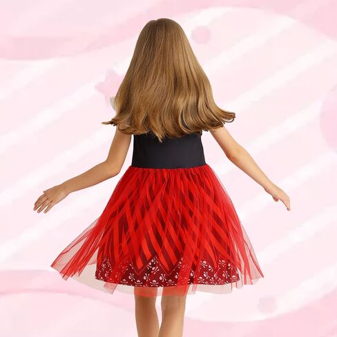 HenzWorld Girls Princess Dress Short Flutter Sleeve Tulle Costume Dress up Toddler Kids Halloween Cosplay Theme Party Outfit in Kuwait