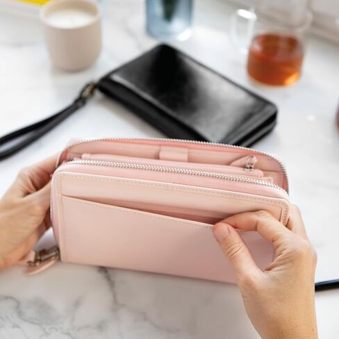 Filofax Malden Zip Organizer, Personal Compact Size, Pink - Tactile, Full-Grain Buffalo Leather, Six Rings, Cotton Cream Week-to-View Calendar Diary, Multilingual, 2025 (C022631-25) in Saudi Arabia