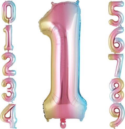 Rainbow Gradient Number 6 Balloon, 40 Inch Big Large Foil Number Balloons, Jumbo Mylar Number 6 Balloons for 6 Year Old Birthday Party Decorations Supplies Anniversary Celebration in Saudi Arabia