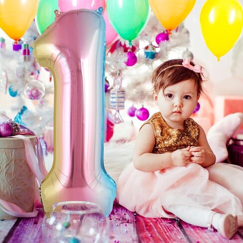 Rainbow Gradient Number 6 Balloon, 40 Inch Big Large Foil Number Balloons, Jumbo Mylar Number 6 Balloons for 6 Year Old Birthday Party Decorations Supplies Anniversary Celebration in Saudi Arabia