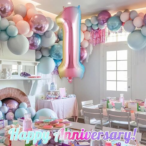 Rainbow Gradient Number 6 Balloon, 40 Inch Big Large Foil Number Balloons, Jumbo Mylar Number 6 Balloons for 6 Year Old Birthday Party Decorations Supplies Anniversary Celebration in Saudi Arabia