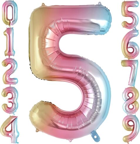 Rainbow Gradient Number 6 Balloon, 40 Inch Big Large Foil Number Balloons, Jumbo Mylar Number 6 Balloons for 6 Year Old Birthday Party Decorations Supplies Anniversary Celebration in Saudi Arabia