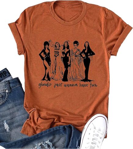 Ykomow Ghouls Just Wanna Have Fun Shirt Womens Vintage Halloween Golden Ghouls Graphic Tees in Saudi Arabia