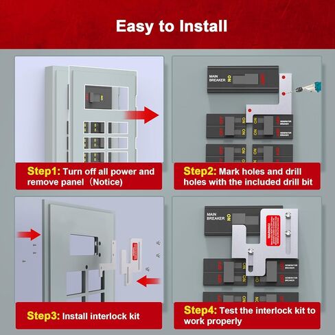 Generator Interlock Kit Compatible with Siemens or Murray 100 Amp Panels. 7/8-1 1/4 Inches Spacing Between Main and Generator Breaker, Professional and Interlock Kit in Kuwait