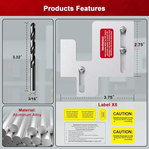 Generator Interlock Kit Compatible with Siemens or Murray 100 Amp Panels. 7/8-1 1/4 Inches Spacing Between Main and Generator Breaker, Professional and Interlock Kit in Kuwait