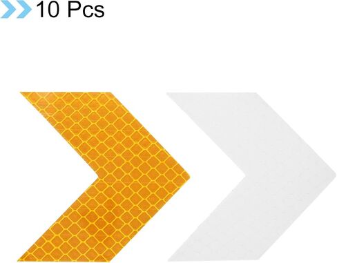 PATIKIL Reflective Stickers, 10 Pack 2.36 x 2.36 Inch Waterproof Adhesive High Visibility Night Caution Warning Arrow Shape Safety Tape Reflector for Trucks Trailers Cars, White in Saudi Arabia