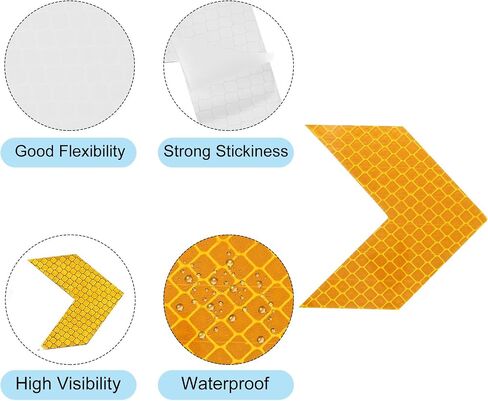 PATIKIL Reflective Stickers, 10 Pack 2.36 x 2.36 Inch Waterproof Adhesive High Visibility Night Caution Warning Arrow Shape Safety Tape Reflector for Trucks Trailers Cars, White in Saudi Arabia