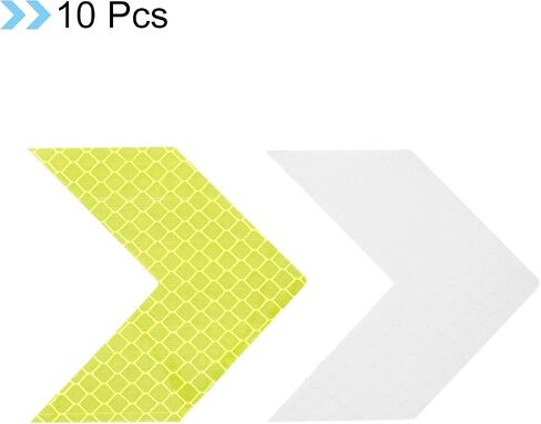 PATIKIL Reflective Stickers, 10 Pack 2.36 x 2.36 Inch Waterproof Adhesive High Visibility Night Caution Warning Arrow Shape Safety Tape Reflector for Trucks Trailers Cars, White in Saudi Arabia