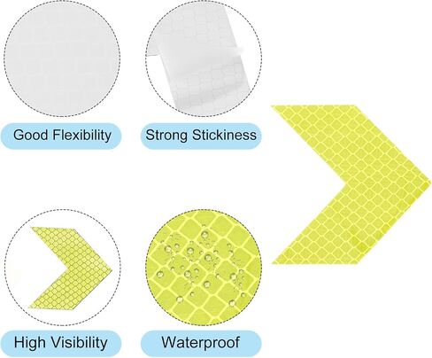 PATIKIL Reflective Stickers, 10 Pack 2.36 x 2.36 Inch Waterproof Adhesive High Visibility Night Caution Warning Arrow Shape Safety Tape Reflector for Trucks Trailers Cars, White in Saudi Arabia