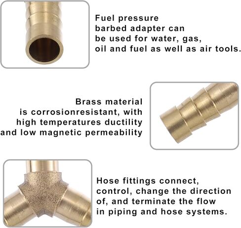 X AUTOHAUX 4 Pcs 6mm Y Shaped Hose Barb Y Barbed Tube Pipe Fitting Brass Hose Fitting Connector Gold Tone in Kuwait