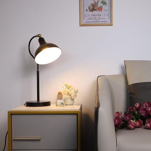 Brass Desk Lamp, Adjustable Table Lamp Vintage Work Lamp for Bedroom, Coffee, Dorm, Farmhouse Decor (Golden), Bulbs not Included in Saudi Arabia