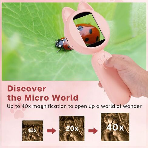 Mia Kids Microscope, Mini Digital Microscope for Kids with 2'' IPS Screen, Handheld Mini Scope Educational Science Toy Kit, Christmas/Birthday Gifts for Kids Aged 3-12 (Blue) in Saudi Arabia