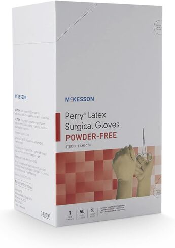 McKesson Perry Latex Surgical Gloves [50 Pairs] Sterile, Disposable, Powder-Free, Professional Medical and Healthcare, Size 7.5, Cream in Kuwait