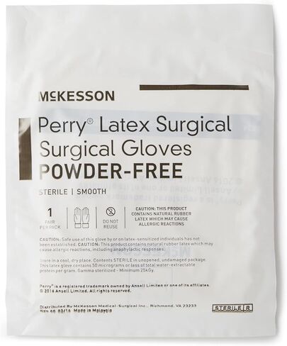 McKesson Perry Latex Surgical Gloves [50 Pairs] Sterile, Disposable, Powder-Free, Professional Medical and Healthcare, Size 7.5, Cream in Kuwait