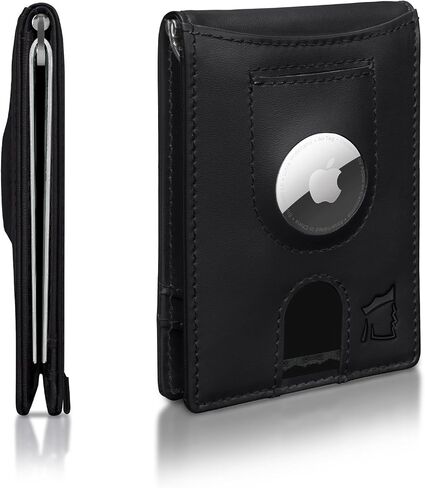 Kingly Trace Wallet | Smart Airtag Wallet Men | Full Grain Leather Mens Wallet with Airtag Holder | Air Tag Wallet RFID Blocking | Money Clip Wallets for men w/pull tab | Minimalist Trackable Wallet in Saudi Arabia