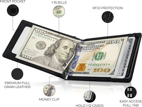 Kingly Trace Wallet | Smart Airtag Wallet Men | Full Grain Leather Mens Wallet with Airtag Holder | Air Tag Wallet RFID Blocking | Money Clip Wallets for men w/pull tab | Minimalist Trackable Wallet in Saudi Arabia