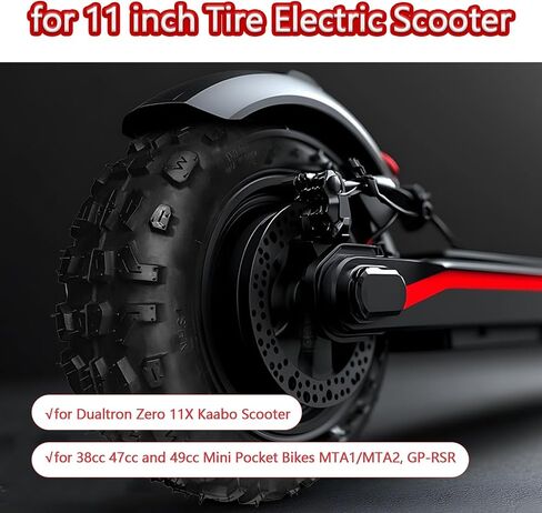 90/65-6.5 Off-Road Vacuum Tire, 11 Inch Replacement Tire, for Dualtron Zero 11X Kaabo Scooter Fits Most 38cc 47cc and 49cc Mini Pocket Bikes MTA1/MTA2, GP-RSR and More (1 Pack) in Kuwait