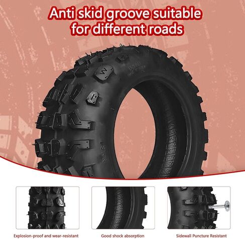 90/65-6.5 Off-Road Vacuum Tire, 11 Inch Replacement Tire, for Dualtron Zero 11X Kaabo Scooter Fits Most 38cc 47cc and 49cc Mini Pocket Bikes MTA1/MTA2, GP-RSR and More (1 Pack) in Kuwait