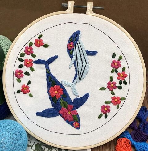 Abillyn Embroidery Starter Kit Two Parrots Stamped with Printed Pattern Cross Stitch Embroidery Kits (Parrot 2) in Saudi Arabia
