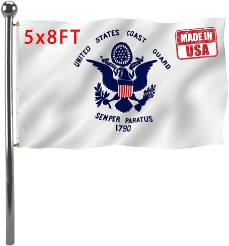 Jayus US Coast Guard Flag Military Flags 3x5 Outdoor Made in USA - Double Sided Heavy Duty United States Coast Guard Flag Banner with 2 Grommets in Kuwait