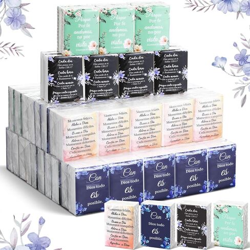 Lincia 120 Pack Bible Theme Facial Tissues Wallet Size Travel Tissue in Bulk Scripture 3 Ply Facial Tissues Mini Size Individual Tissue Decorations Christian Gifts for Travel(English Bible) in Kuwait