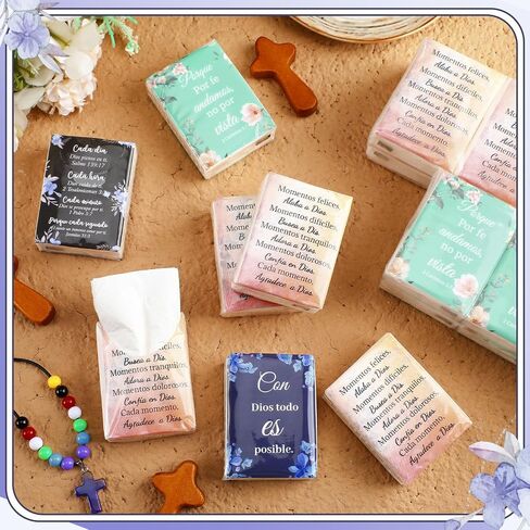 Lincia 120 Pack Bible Theme Facial Tissues Wallet Size Travel Tissue in Bulk Scripture 3 Ply Facial Tissues Mini Size Individual Tissue Decorations Christian Gifts for Travel(English Bible) in Kuwait