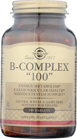 Solgar B-Complex "100" - 50 Vegetable Capsules - Energy Metabolism, Cardiovascular Health, Nervous System Support - Non-GMO, Vegan, Gluten Free - 50 Servings in Kuwait