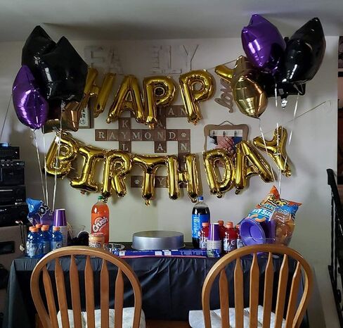 iPartycool 24pcs Happy Birthday Balloons, Birthday Decorations, 3D Gold Premium Foil Letter Happy Birthday Banner with 6pcs Star Balloons for Kids Men Women Adults Birthday Party Decorations Supplies in Kuwait