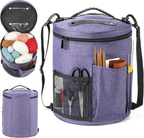 Expandable Crochet Bag-Knitting Bag Yarn Storage Organizer - Yarn Bag and Crochet Tote, Yarn Holder for Crocheting, Crochet Accessories, Suppliers, Needles with Zipper Closure-Ideal Gift in Kuwait