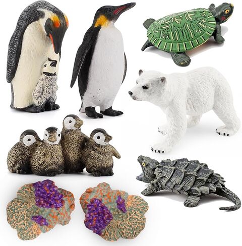 Mini Arctic Animal Toys Set 15Pcs Polar Animal Figurines Winter Bear Penguin Turtle Cake Toppers Education Toy Gifts for Boys and Girls in Saudi Arabia