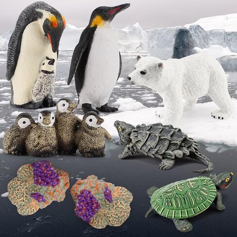Mini Arctic Animal Toys Set 15Pcs Polar Animal Figurines Winter Bear Penguin Turtle Cake Toppers Education Toy Gifts for Boys and Girls in Saudi Arabia