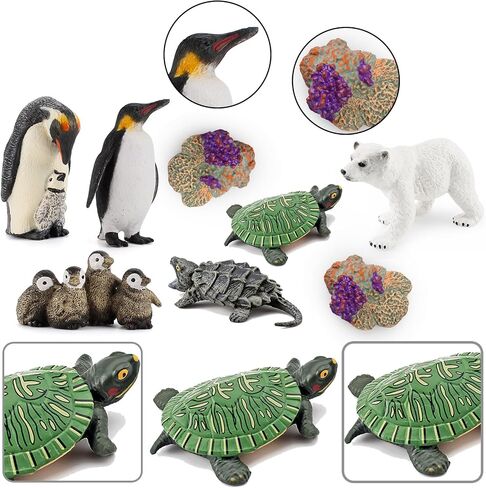 Mini Arctic Animal Toys Set 15Pcs Polar Animal Figurines Winter Bear Penguin Turtle Cake Toppers Education Toy Gifts for Boys and Girls in Saudi Arabia