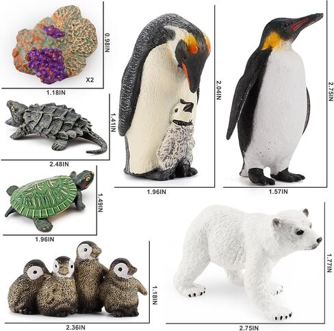Mini Arctic Animal Toys Set 15Pcs Polar Animal Figurines Winter Bear Penguin Turtle Cake Toppers Education Toy Gifts for Boys and Girls in Saudi Arabia