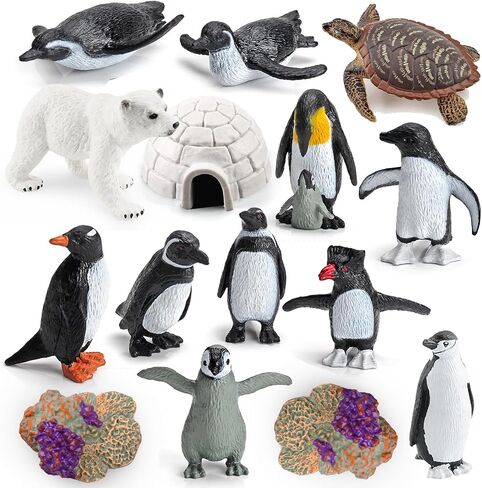 Mini Arctic Animal Toys Set 15Pcs Polar Animal Figurines Winter Bear Penguin Turtle Cake Toppers Education Toy Gifts for Boys and Girls in Saudi Arabia